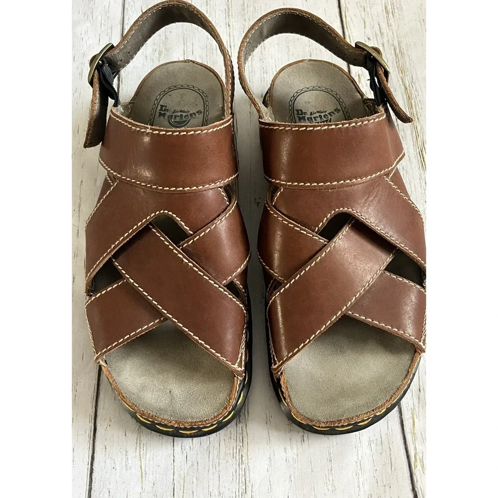 Dr Martens 9671 Sz 11 Vintage Made‎ In England Brown Leather Chunky Sandals Doc